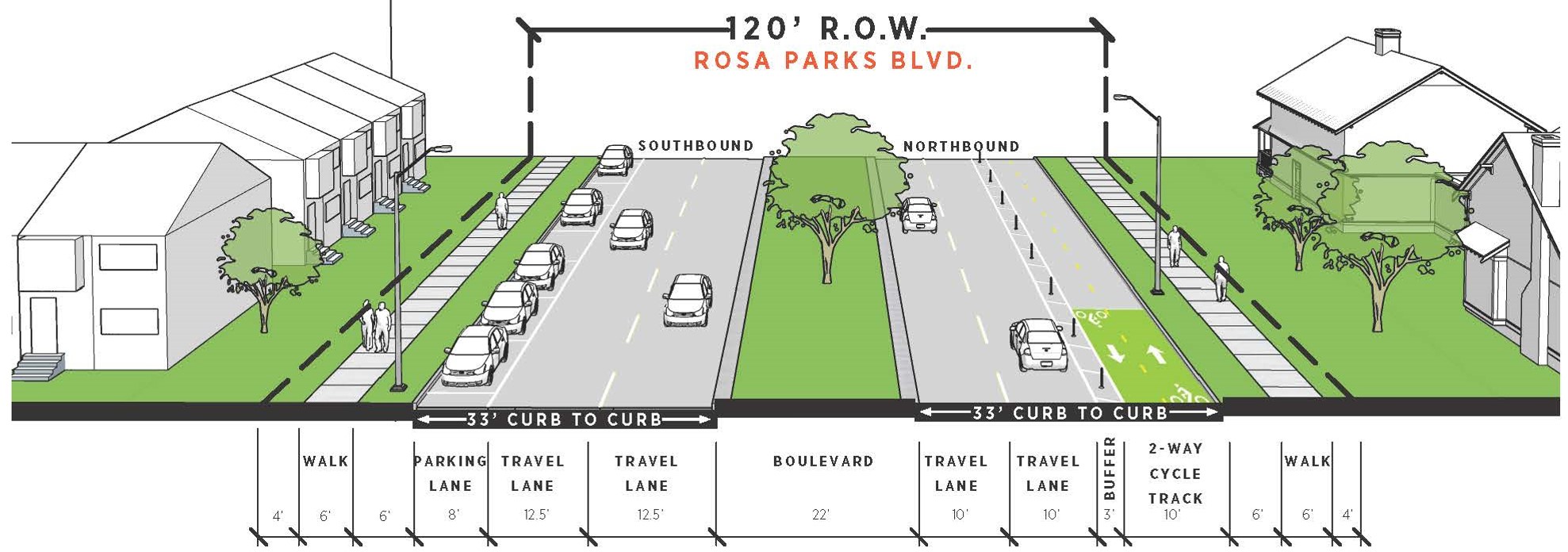 Rosa Parks Streetscape Proposed Cross Section_ January 2019