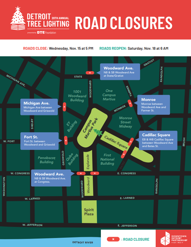 Tree Lighting road closures