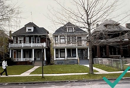 A correct example of historic vegetation shown by a house in Hubbard farms which keeps true to the elements of design within the neighborhood by retaining a restrained and open lawn