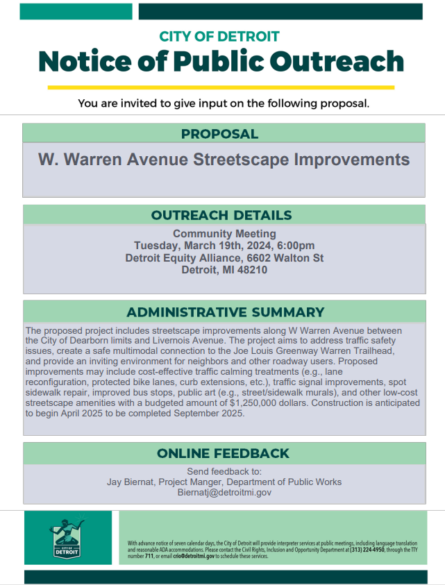 COO W Warren Community Flyer - March 19