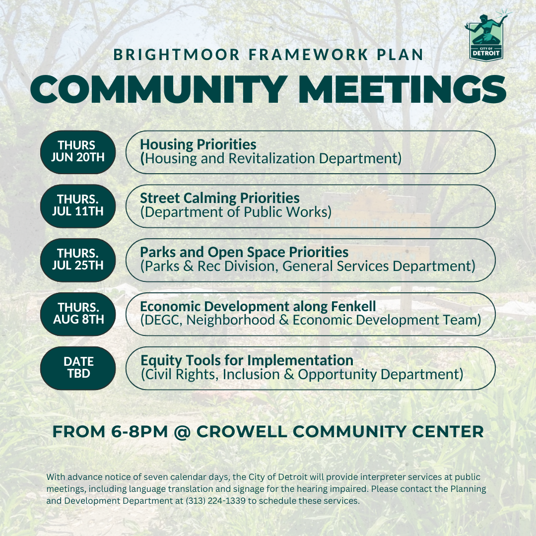 Brightmoor Economic Development along Fenkell Community Meeting with the DEGC, Neighborhood & Economic Development Team