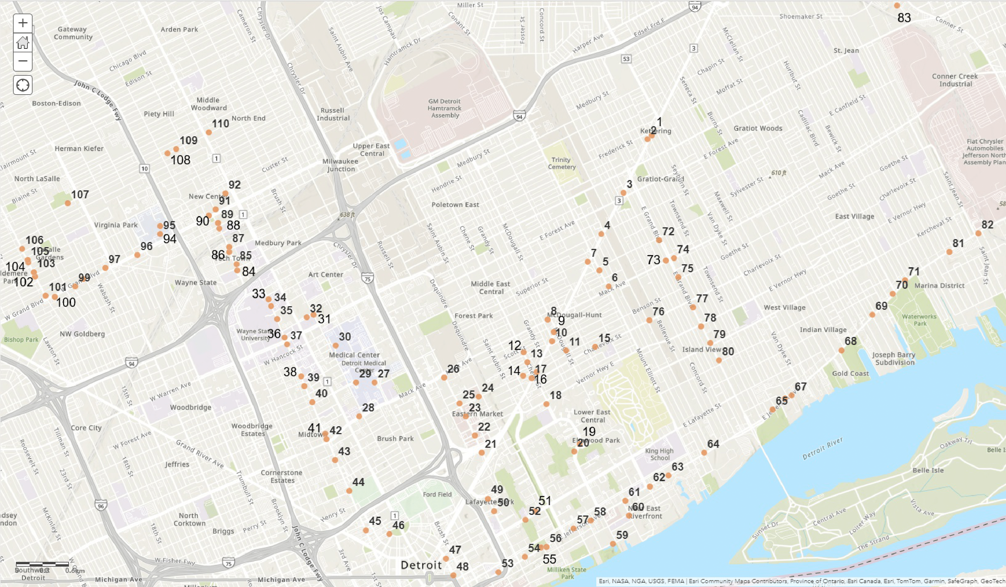 Accessibili-D Shuttle Route and Stops Map