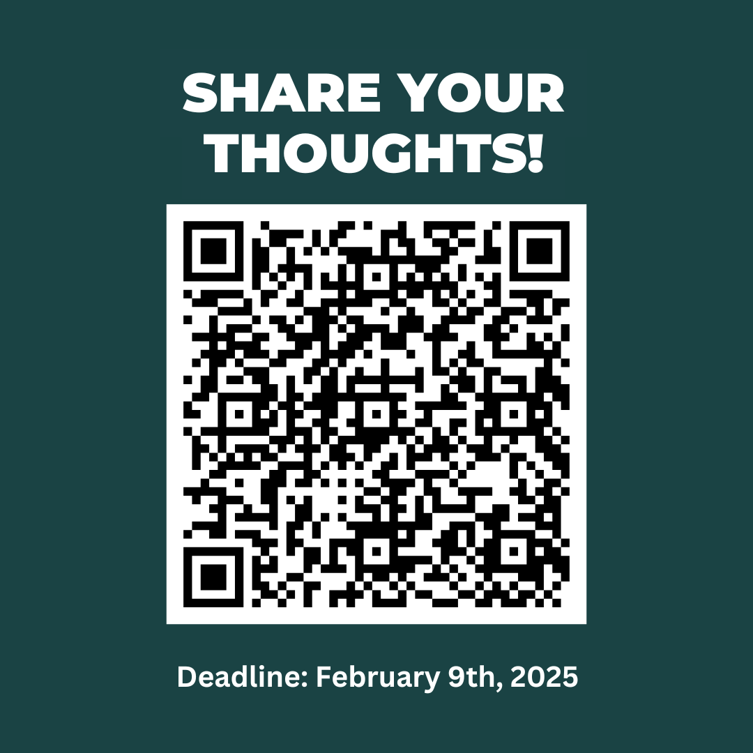 share your thoughts scan the qr code deadline February 9th 2025