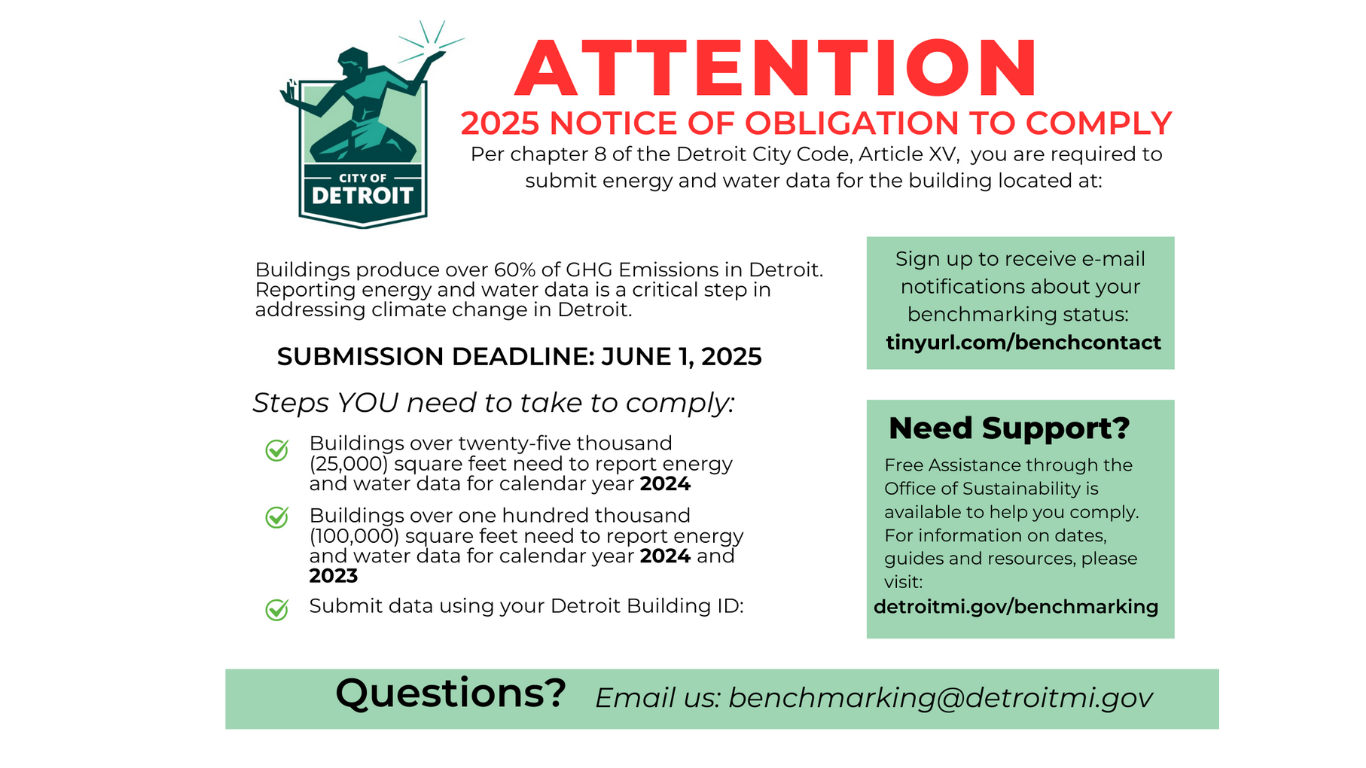 Benchmarking postcard issued to every building that is required to comply with the ordinance.